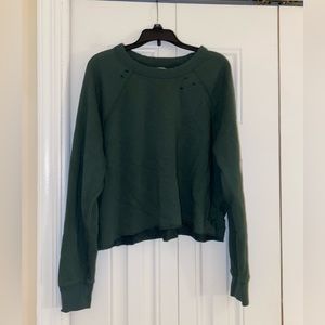 Distressed Green crew neck